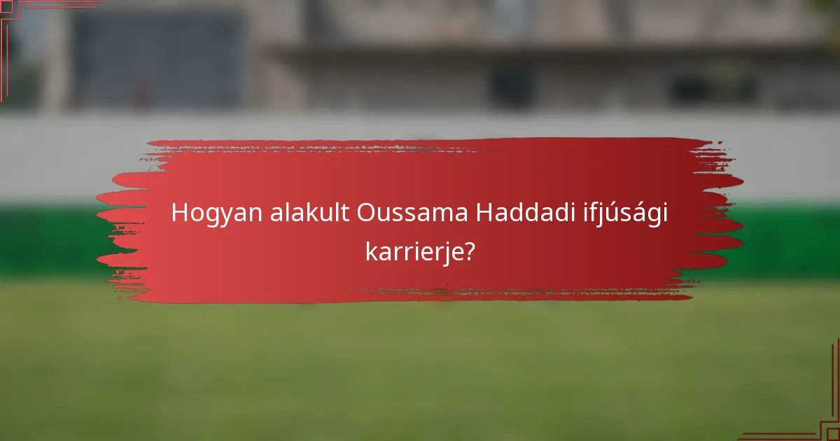 Hogyan alakult Oussama Haddadi ifjúsági karrierje?