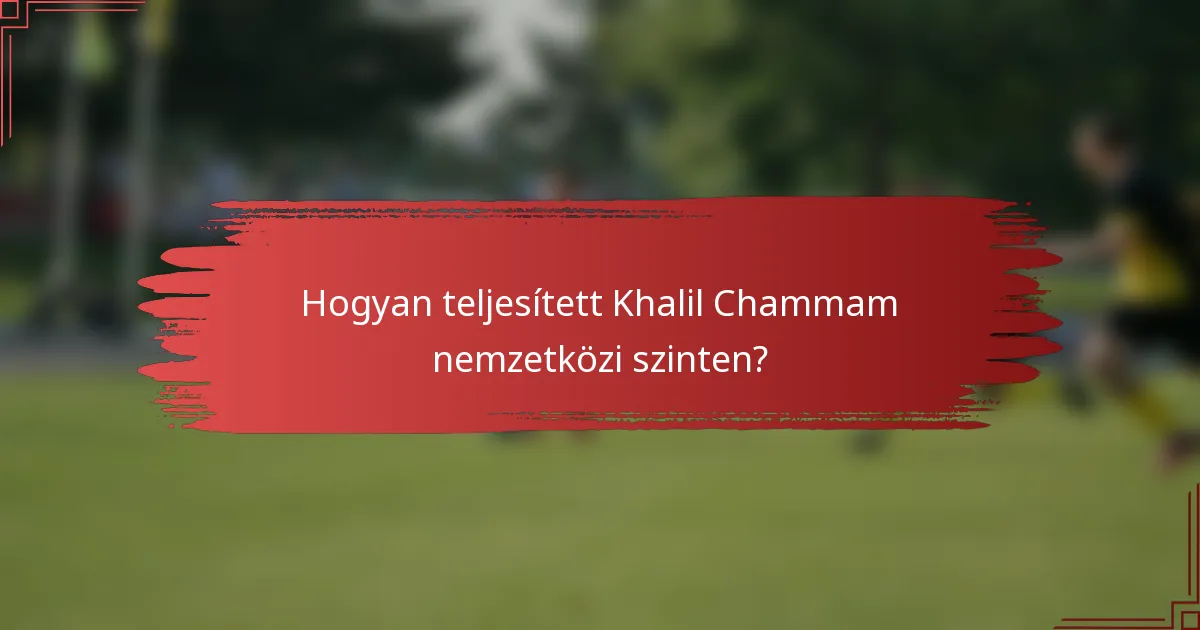 Hogyan teljesített Khalil Chammam nemzetközi szinten?