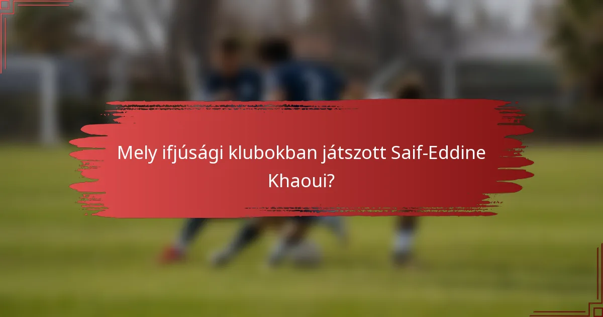 Mely ifjúsági klubokban játszott Saif-Eddine Khaoui?