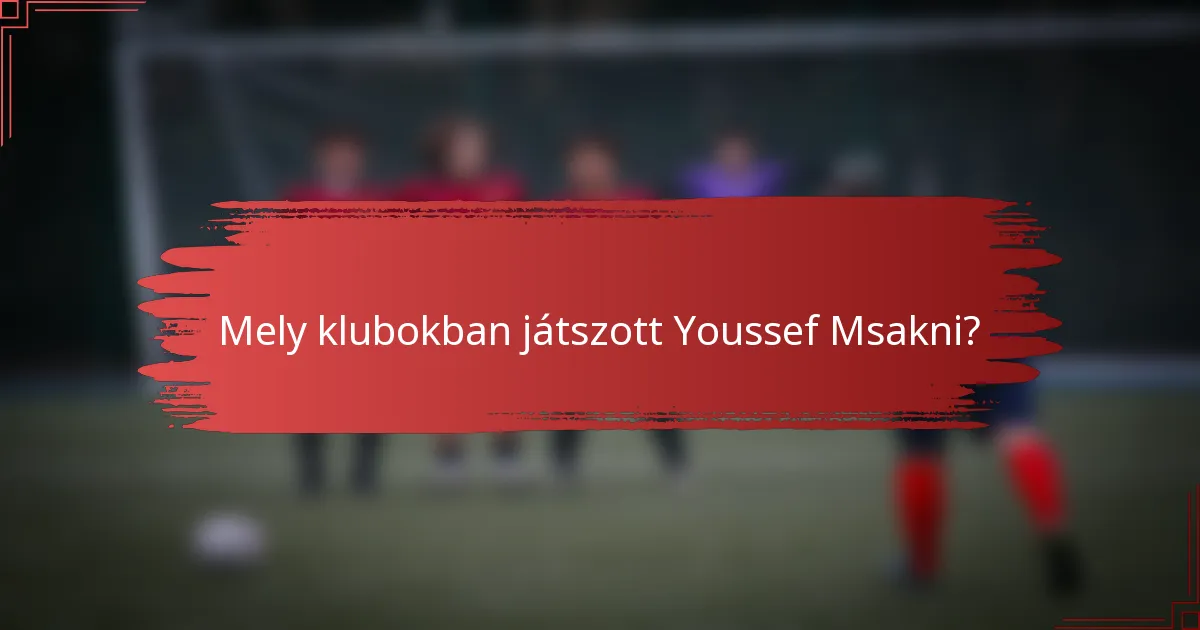 Mely klubokban játszott Youssef Msakni?