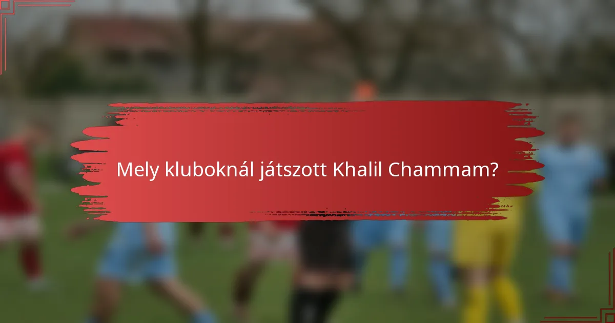 Mely kluboknál játszott Khalil Chammam?
