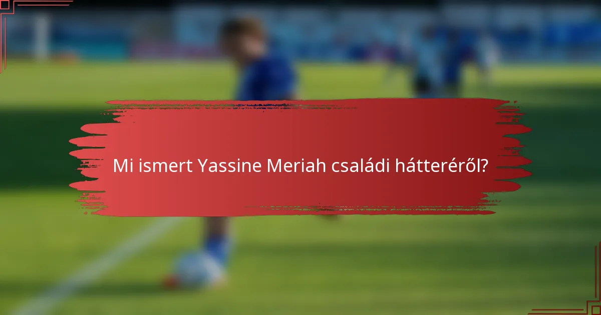 Mi ismert Yassine Meriah családi hátteréről?