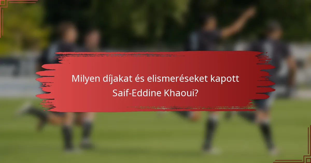 Milyen díjakat és elismeréseket kapott Saif-Eddine Khaoui?